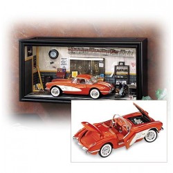 Franklin Mint 1/24 Garage Diorama with Chevrolet Corvette 1958