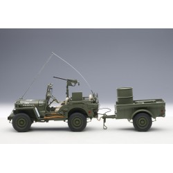 1/18 Jeep Willys, 1943 U.S. Army with Trailer and Accessories