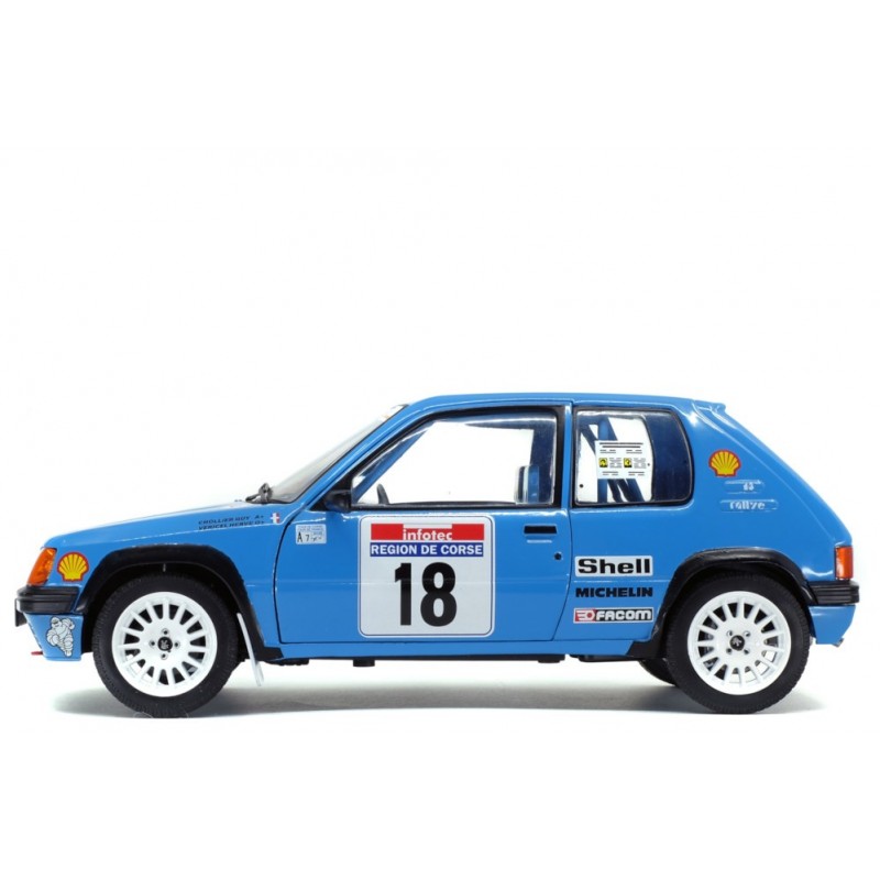 solido S1801711 1:18 Peugeot 205 Rallye pts Tour de Corse 1990 Collectible  Miniature car, Multi